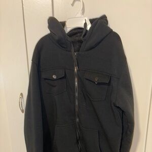 Faux Fur lined jacket size large black mens